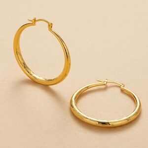 Zoe 50mm Textured Gold 925 Hoop Earrings